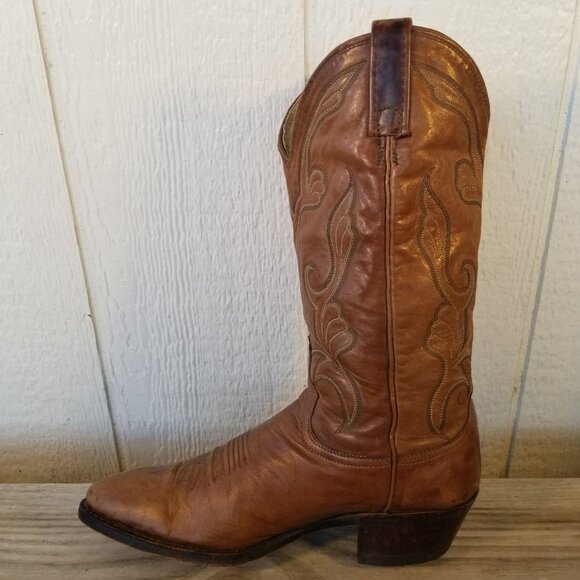 Vintage Goatskin Mens Brown Leather Cowboy Western Boots 9.5 D 16776 USA - Picture 10 of 14